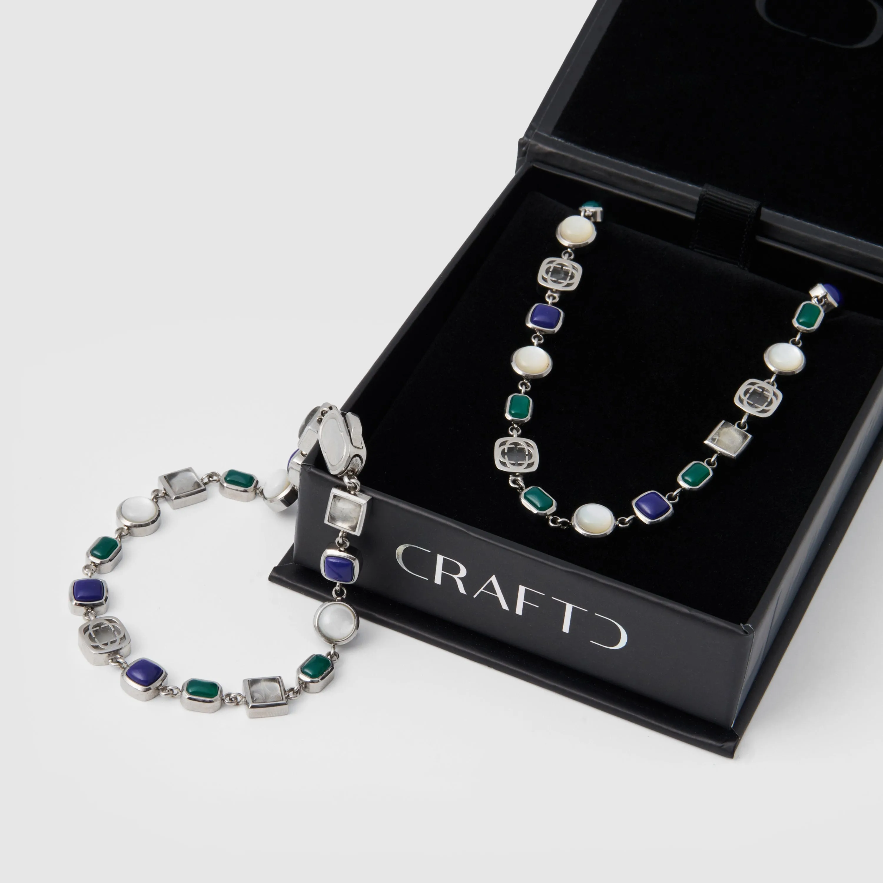 Blue Crystal Gemstone Set (Silver)