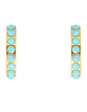 Blue Opal Crystal Midi Hoops Gold