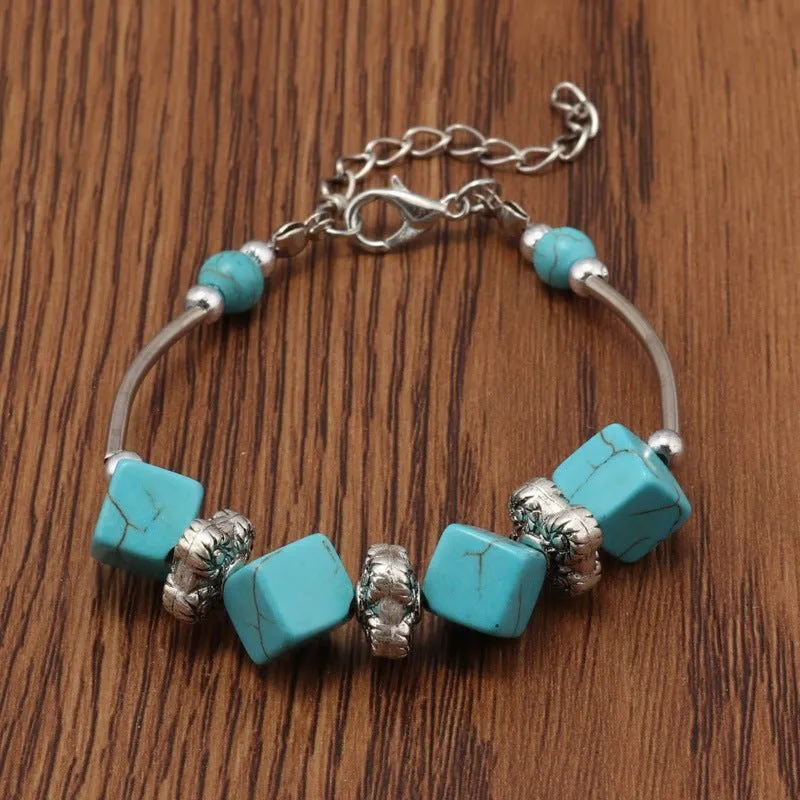 Blue Turquoise Cube Bracelet