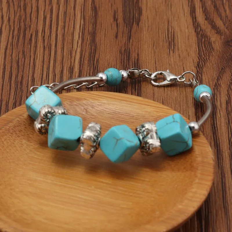 Blue Turquoise Cube Bracelet