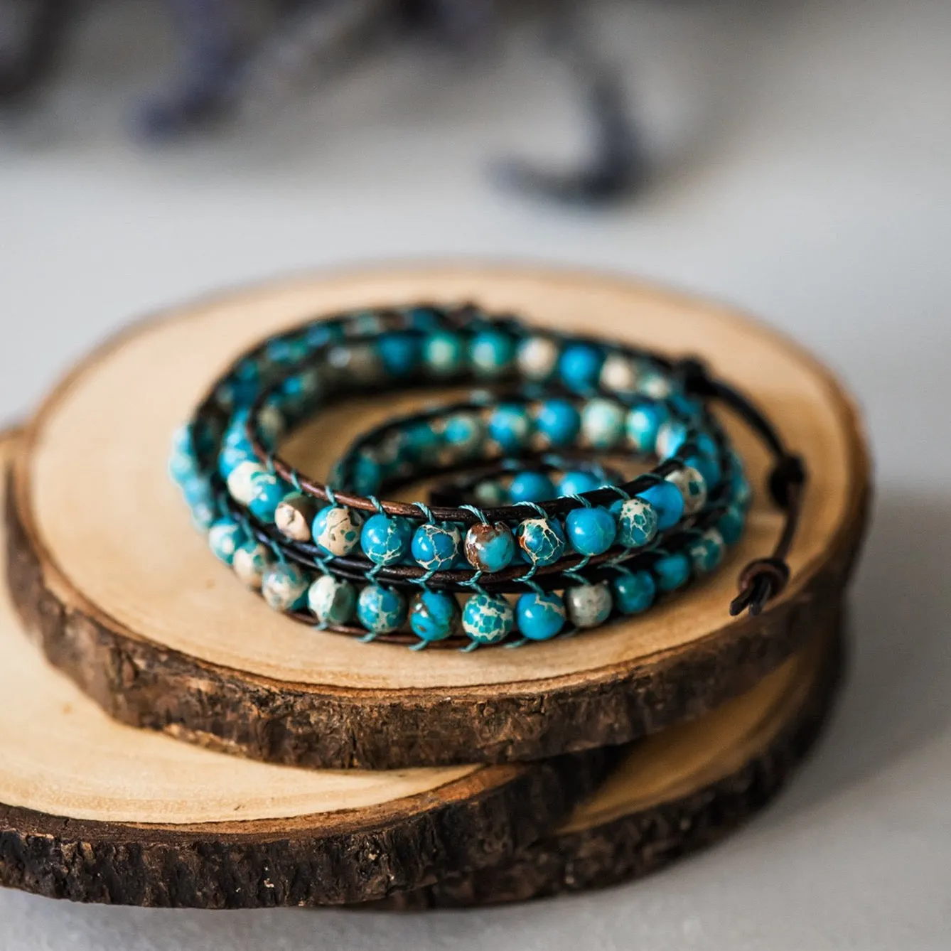 Boho Turquoise Jasper Wrap Bracelet