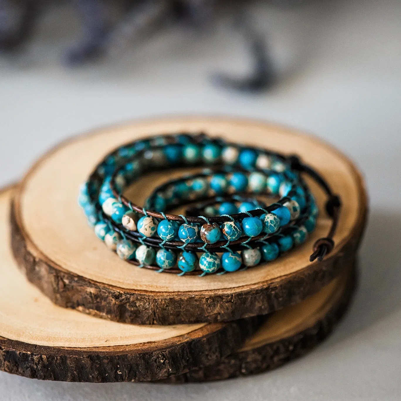 Boho Turquoise Jasper Wrap Bracelet