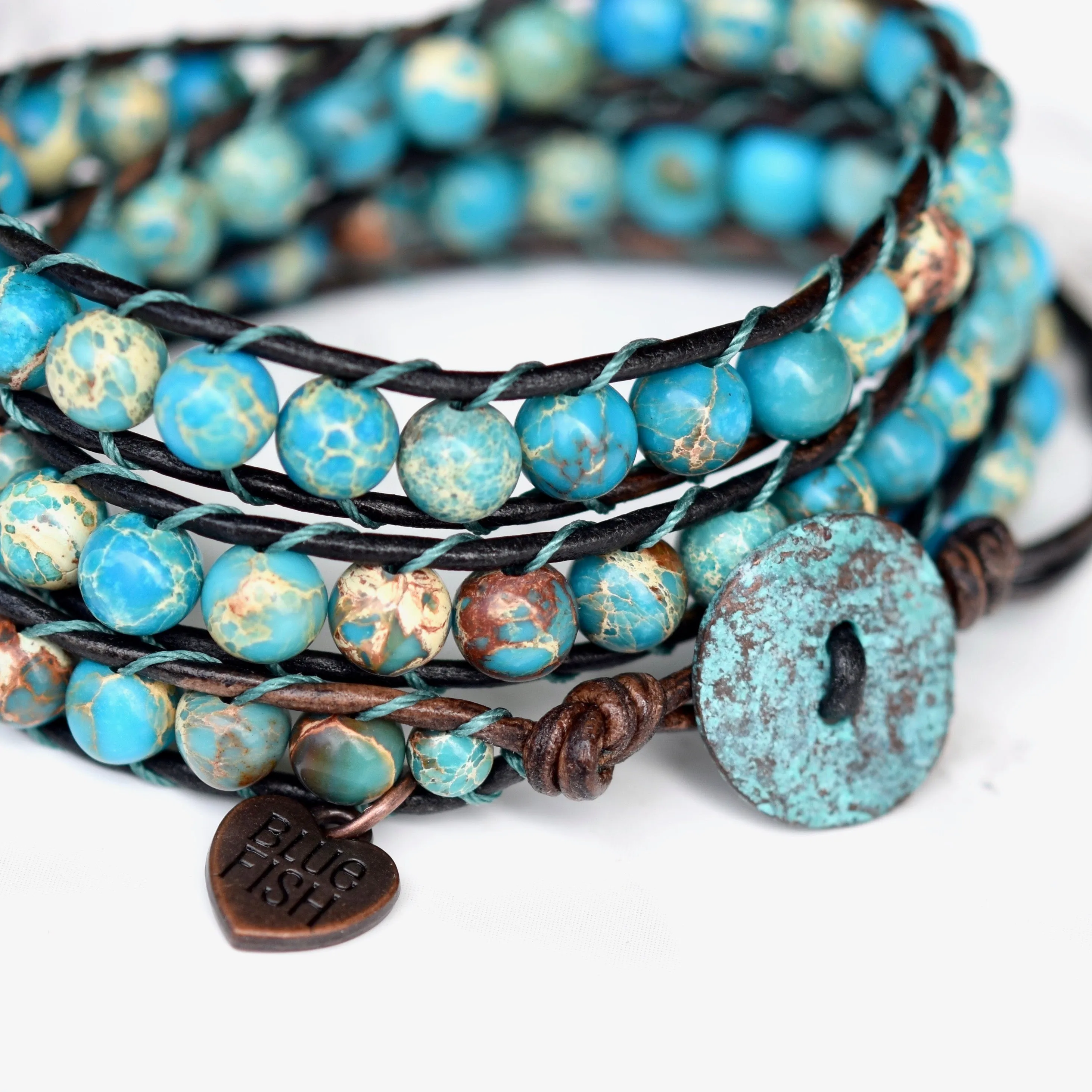 Boho Turquoise Jasper Wrap Bracelet