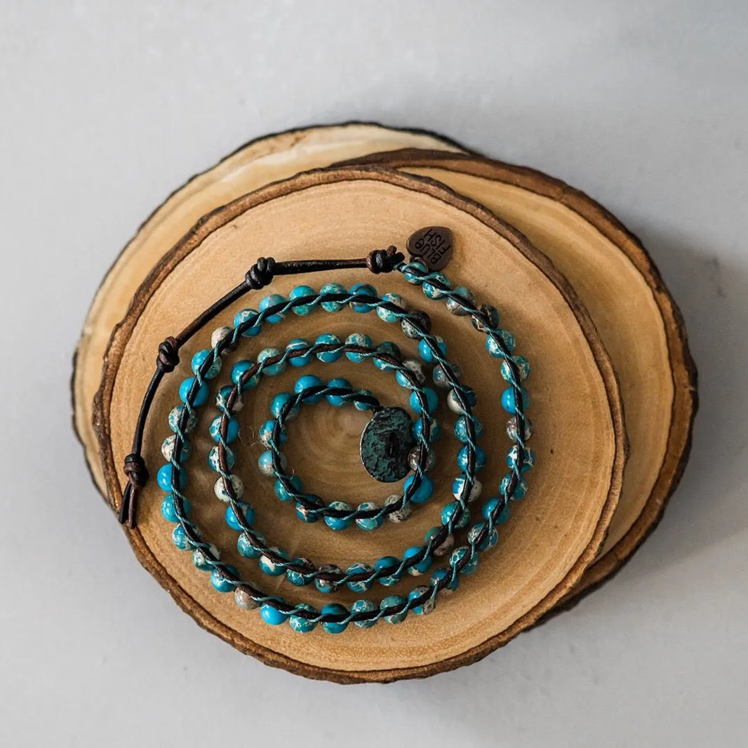 Boho Turquoise Jasper Wrap Bracelet