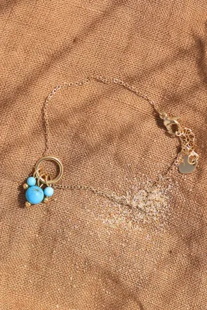 Bracelet chaine fine pendentif perles turquoise