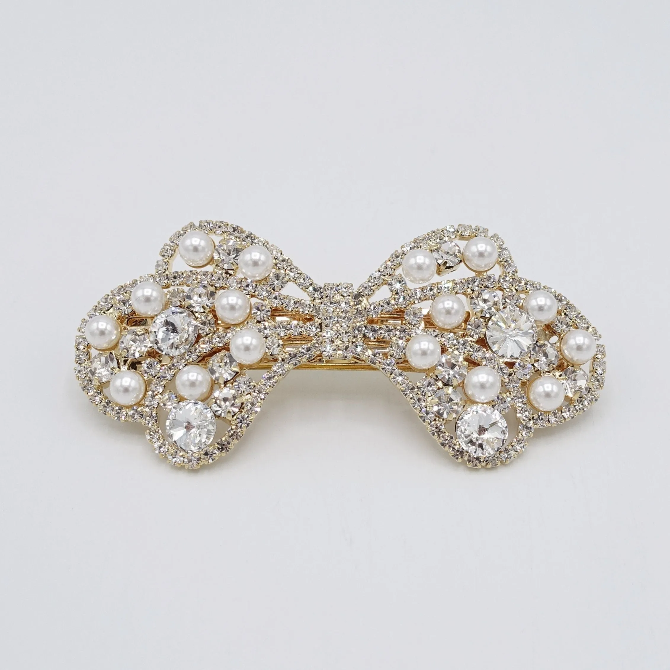 bridal butterfly rhinestone pearl hair barrette