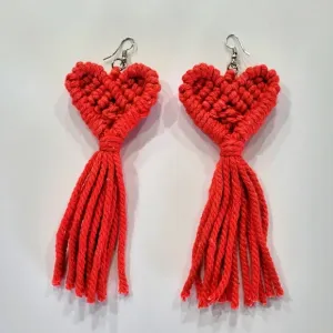 Bright Coral Macrame earrings