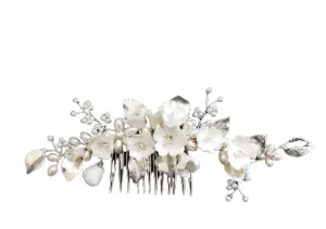 Calla Floral Porcelain and Freshwater Pearl Bridal Comb