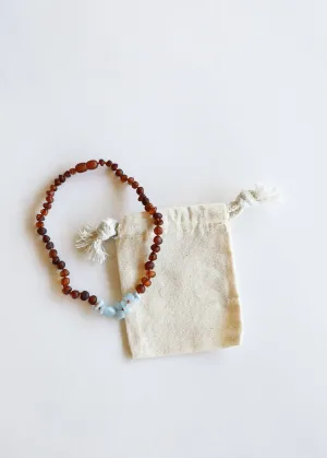 CanyonLeaf - Kids: Raw Cognac Amber   Raw Amazonite || Necklace