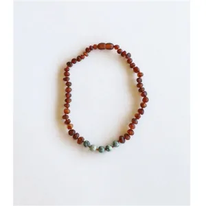 CanyonLeaf Raw Cognac Amber with Turquoise Jasper Necklace