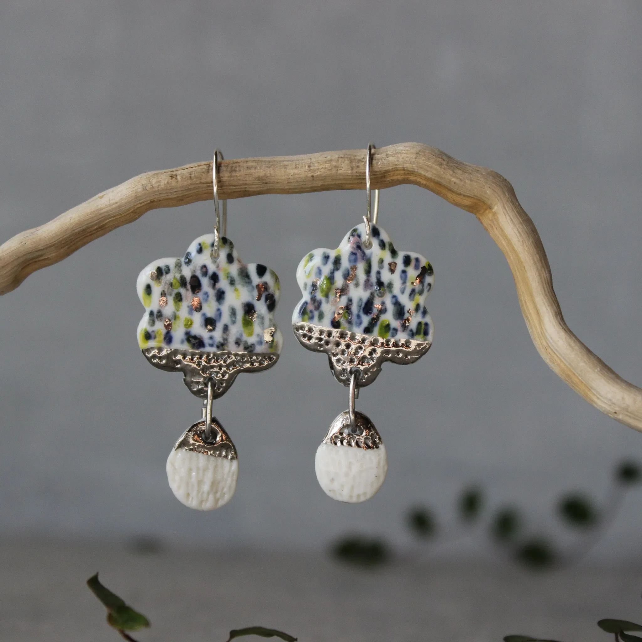 Ceramic Earrings Drops Double