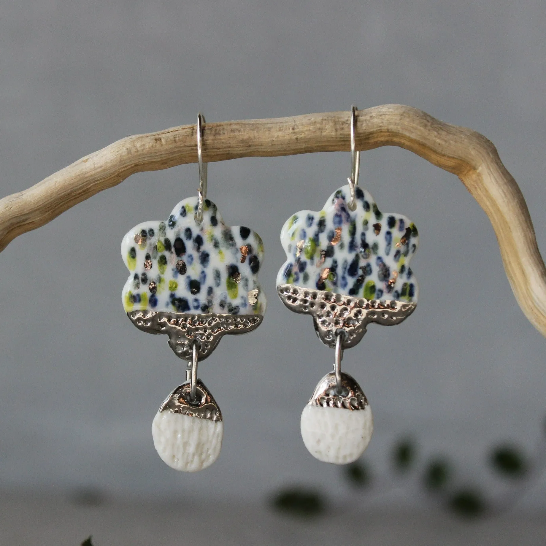 Ceramic Earrings Drops Double