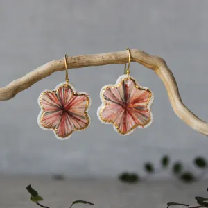 Ceramic Earrings Red Flower