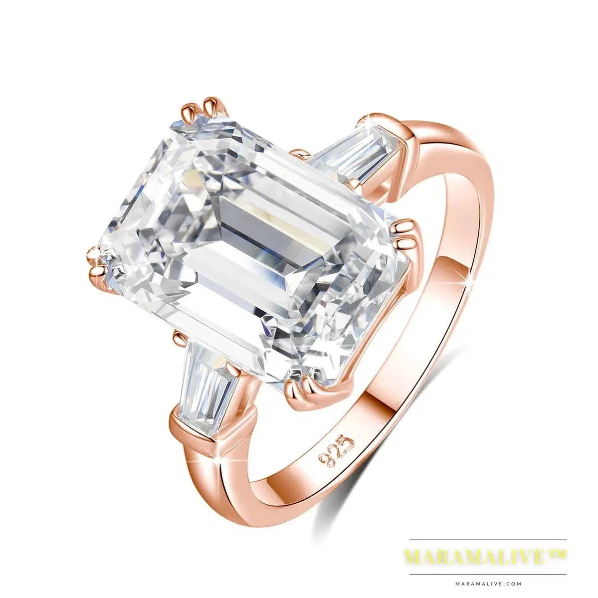 Certificated 10ct Emerald Cut Moissanite Ring Gold Big Diamond Wedding Jewelry For Women Waterproof Engagement Bride Gift New In