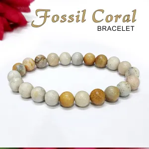 Certified Fossil Coral 8mm Natural Stone Bracelet