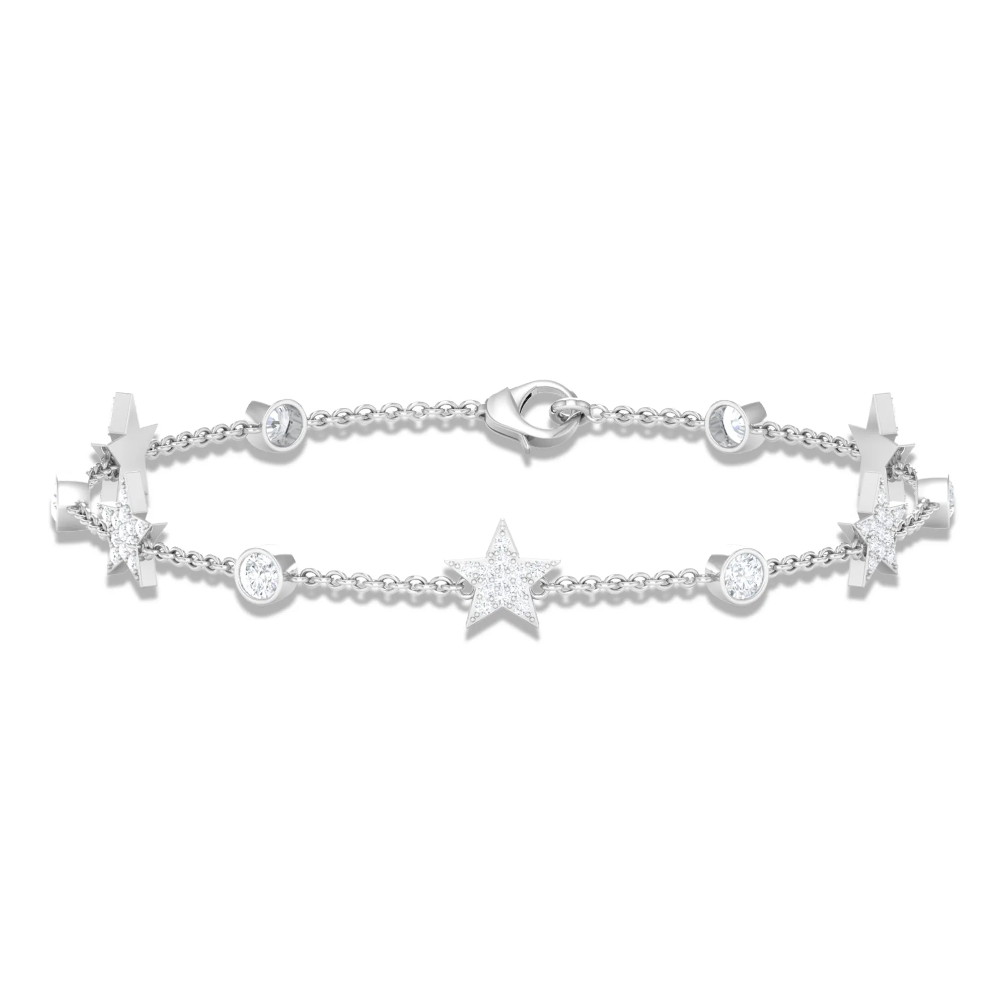 Certified Moissanite Celestial Station Chain Bracelet