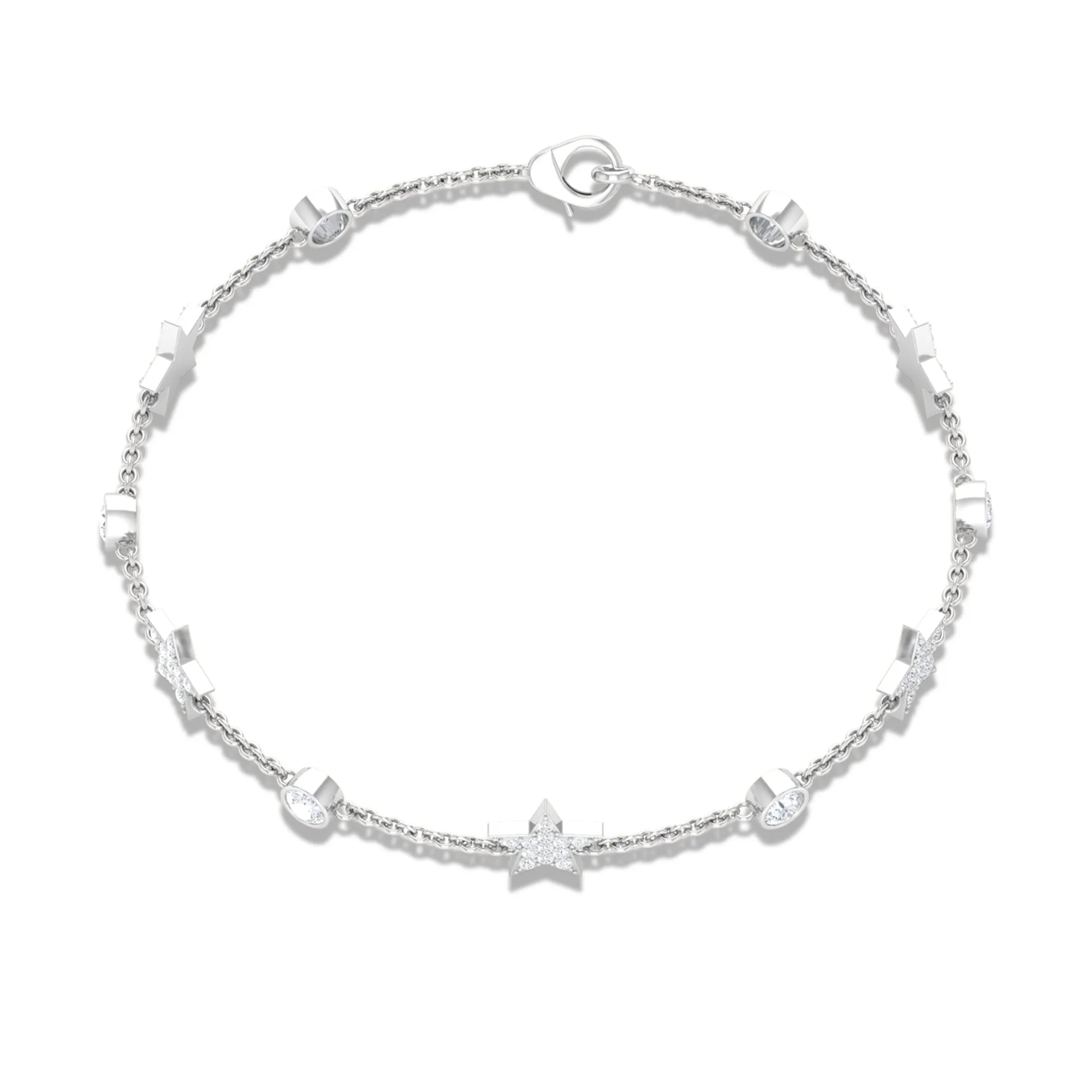 Certified Moissanite Celestial Station Chain Bracelet