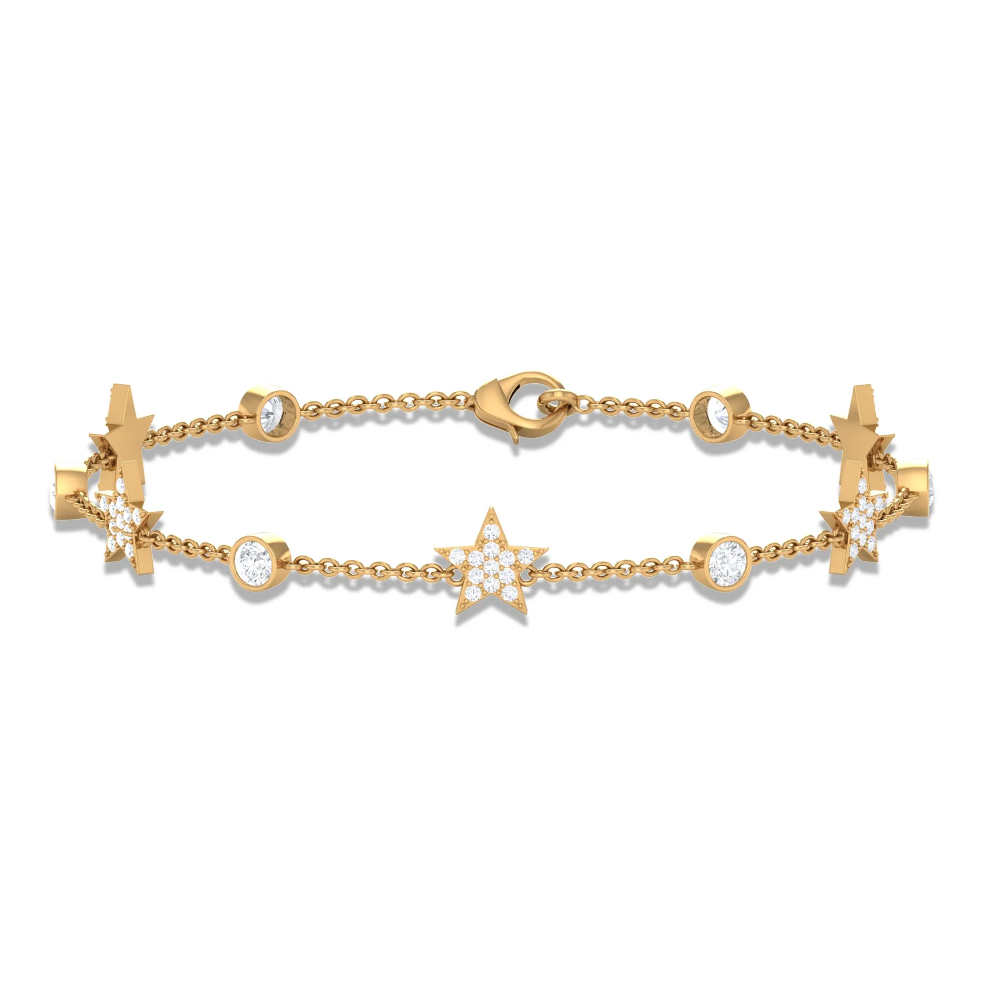 Certified Moissanite Celestial Station Chain Bracelet