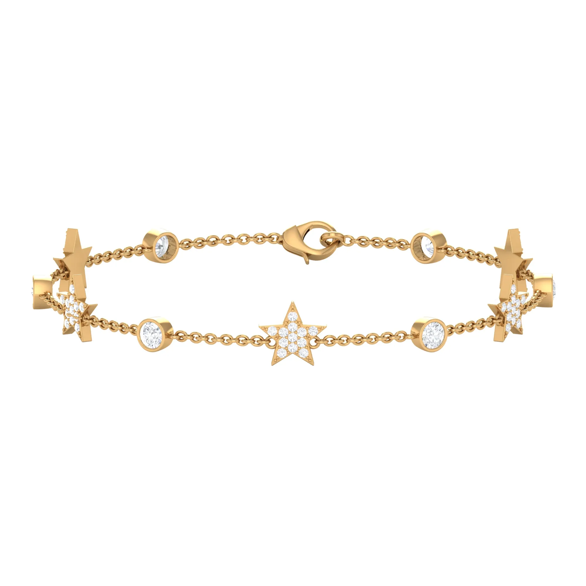 Certified Moissanite Celestial Station Chain Bracelet