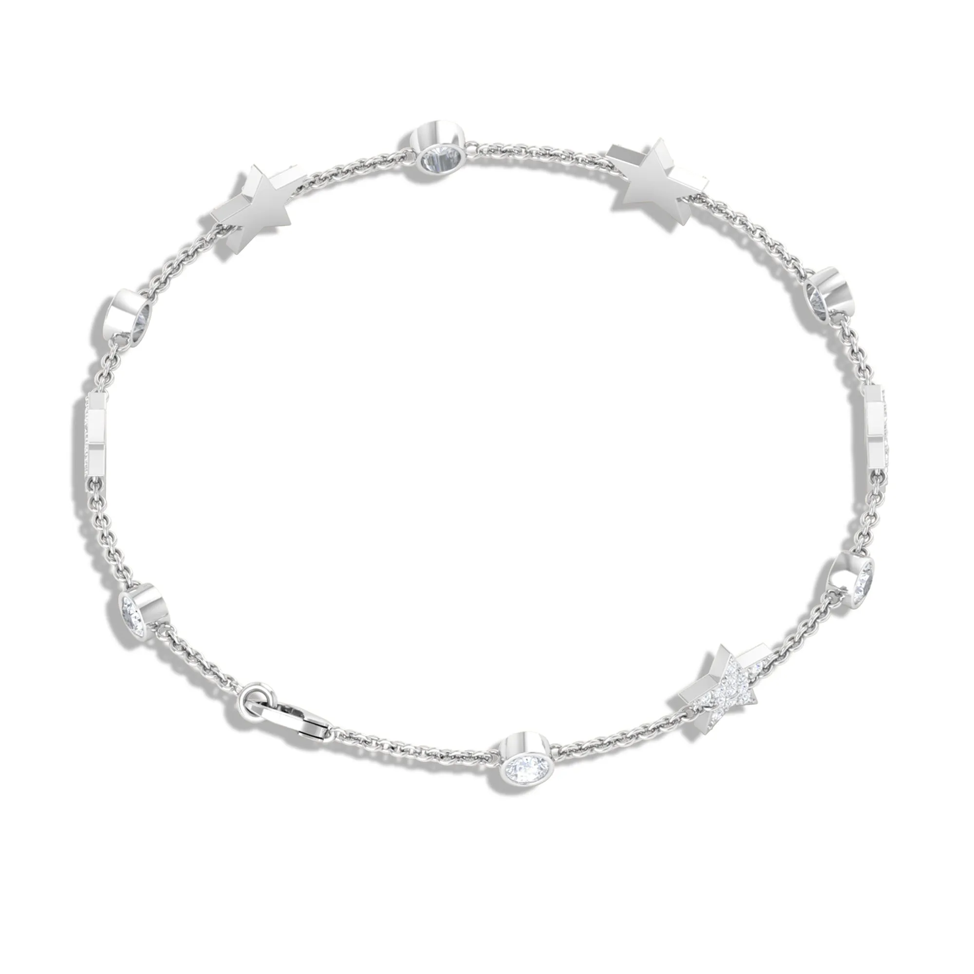 Certified Moissanite Celestial Station Chain Bracelet