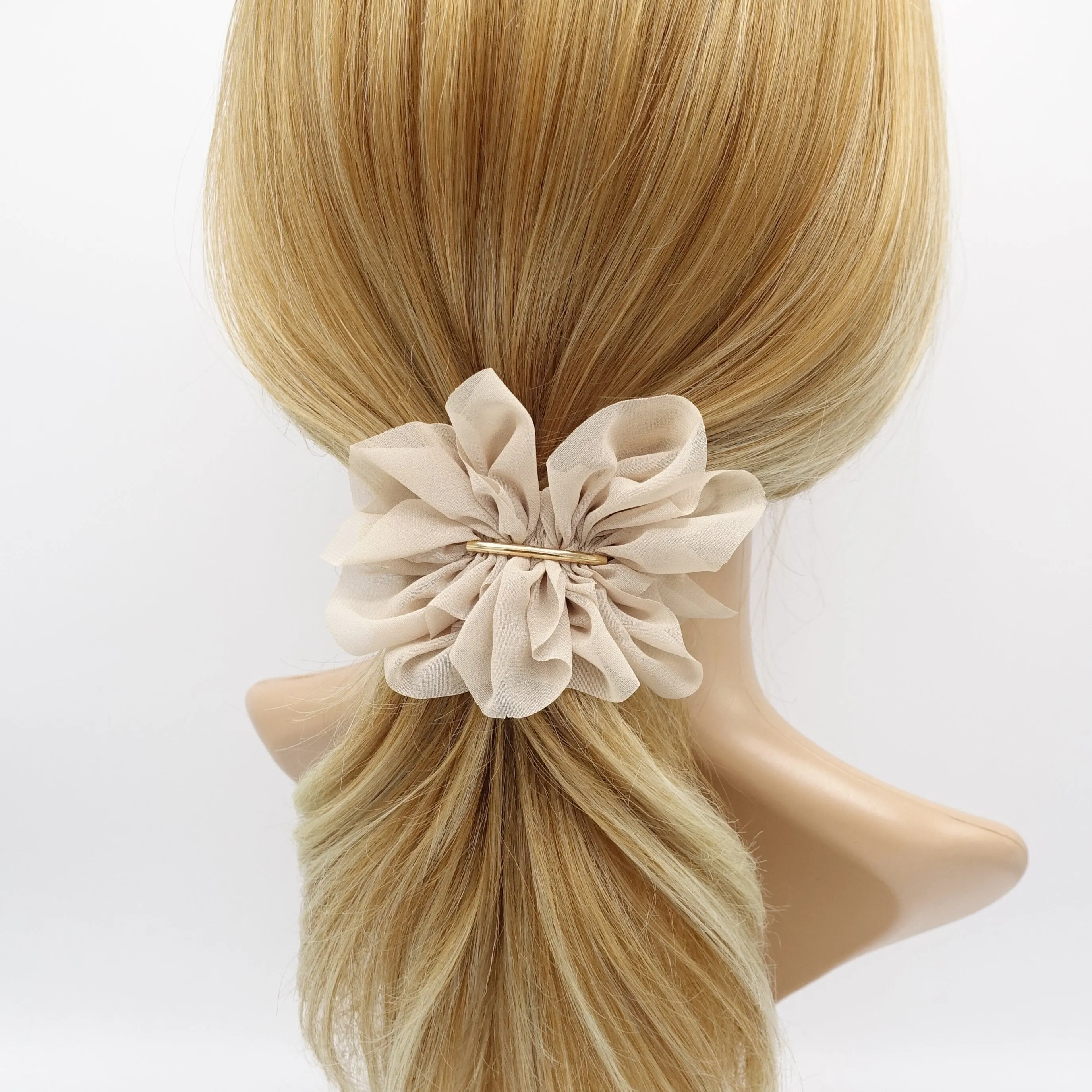 chiffon flower barrette, ruffle flower barrette, cute hair accessory for women