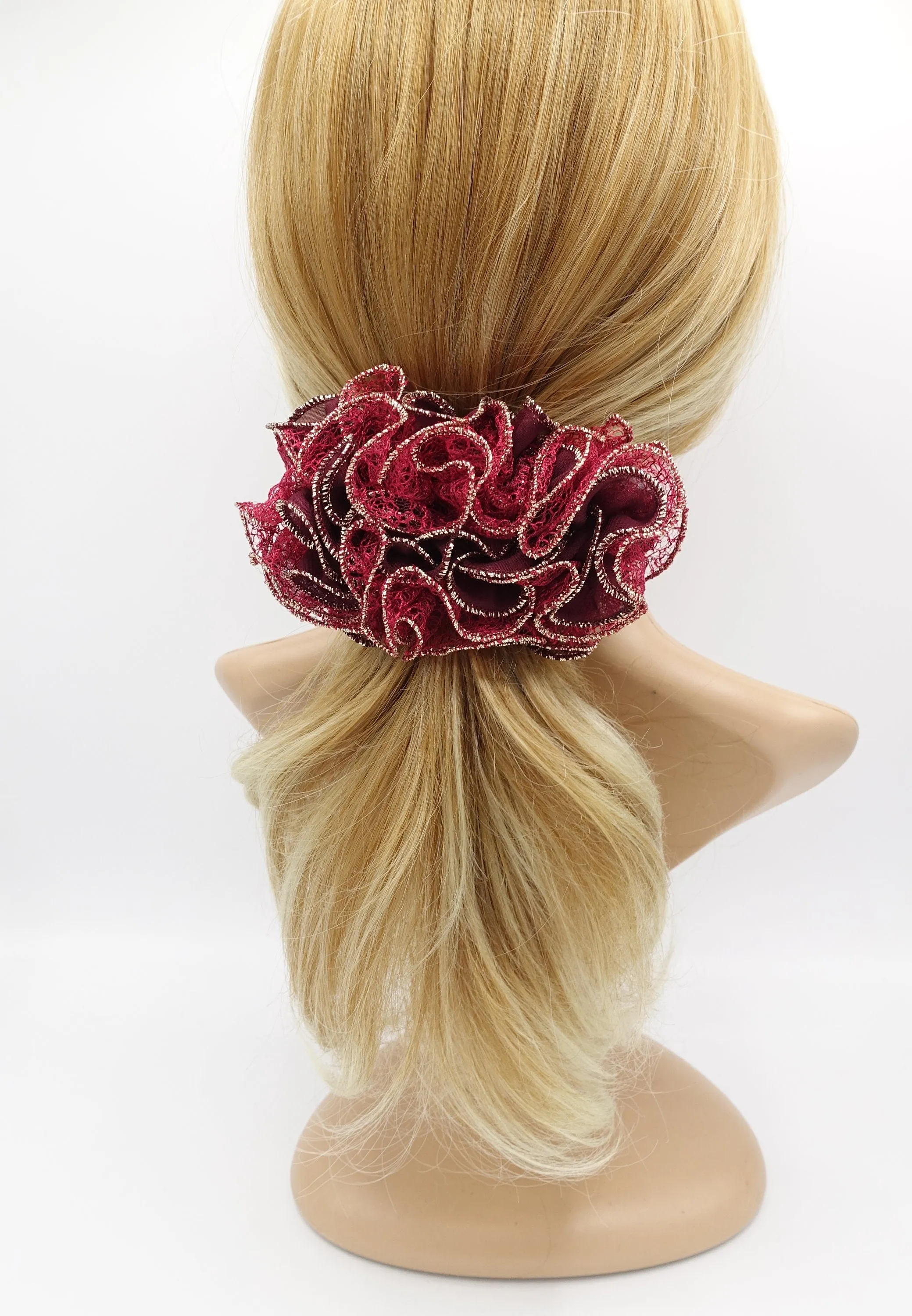 chiffon ruffle wave hair barrette