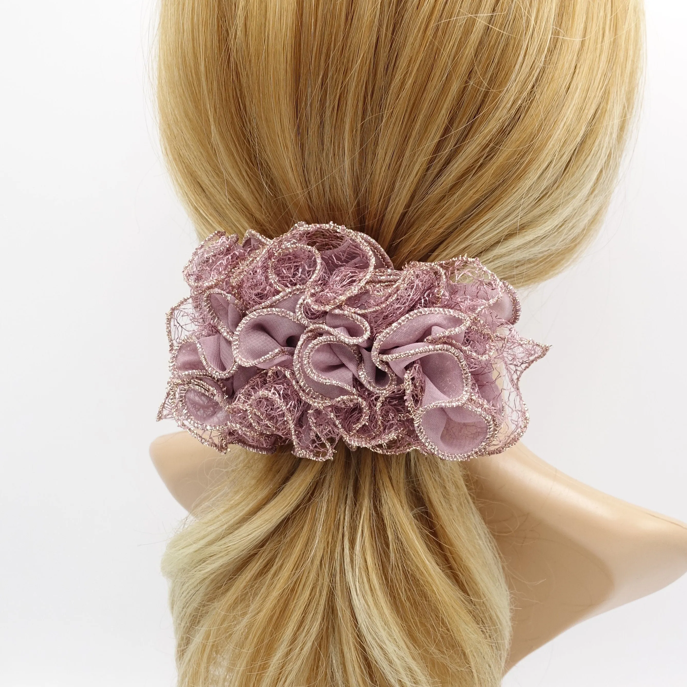 chiffon ruffle wave hair barrette