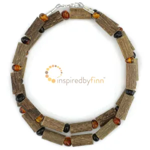 Child Baltic Amber and Hazelwood Necklace - Honey & Dark Cherry