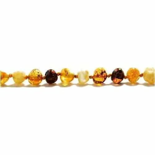 Child Pebble Beach Polished Mixed Baltic Amber Anklet Bracelet