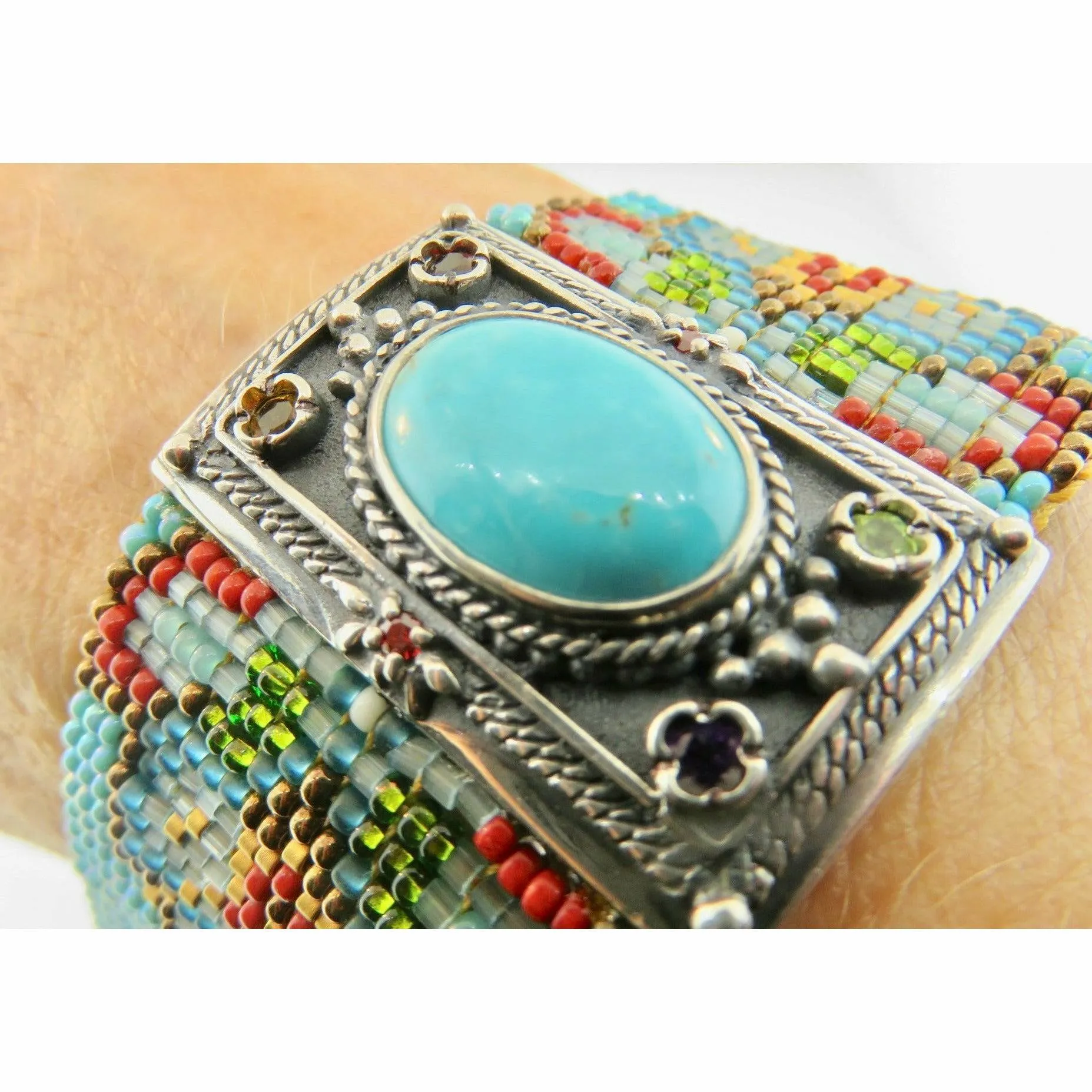 Chili Rose  Pure Americana Gemstone & Chunky Turquoise Diana Bracelet