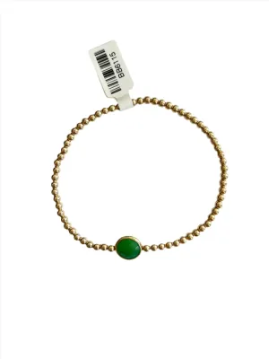 Chrysoprase with 3mm Gold Beaded Bracelet