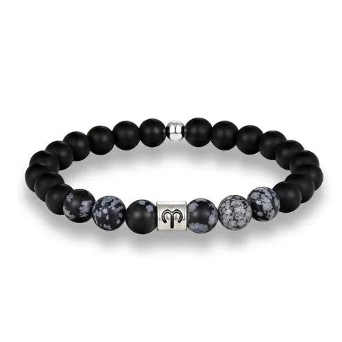 Classy Men Black Beaded Zodiac Bracelet