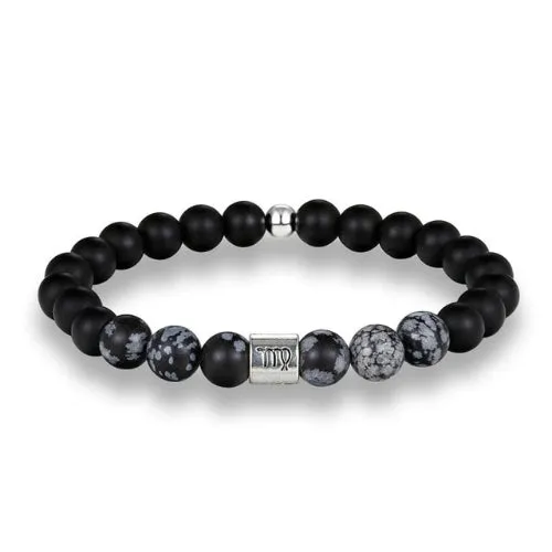 Classy Men Black Beaded Zodiac Bracelet