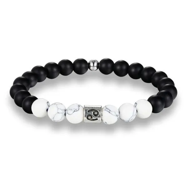 Classy Men Cancer White Beaded Zodiac Bracelet