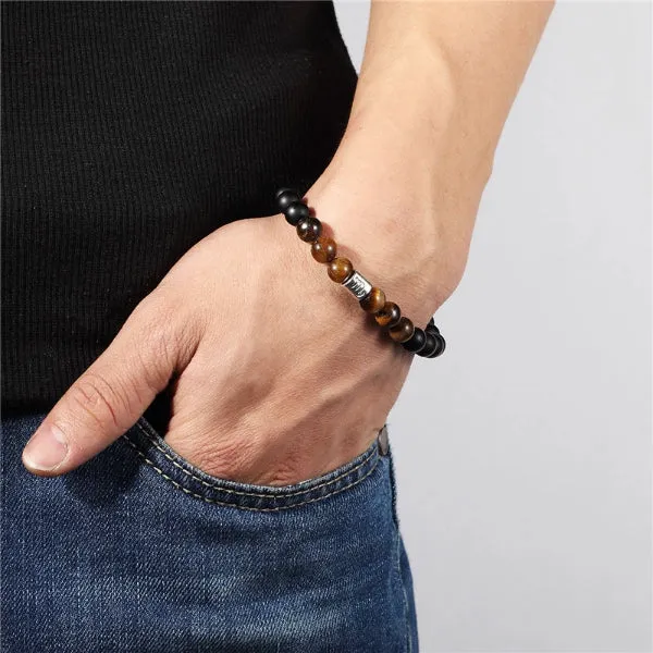 Classy Men Sagittarius Brown Beaded Zodiac Bracelet