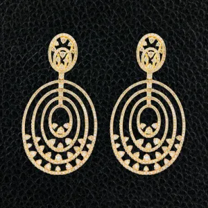 Concentric Oval Dangle Diamond Earrings