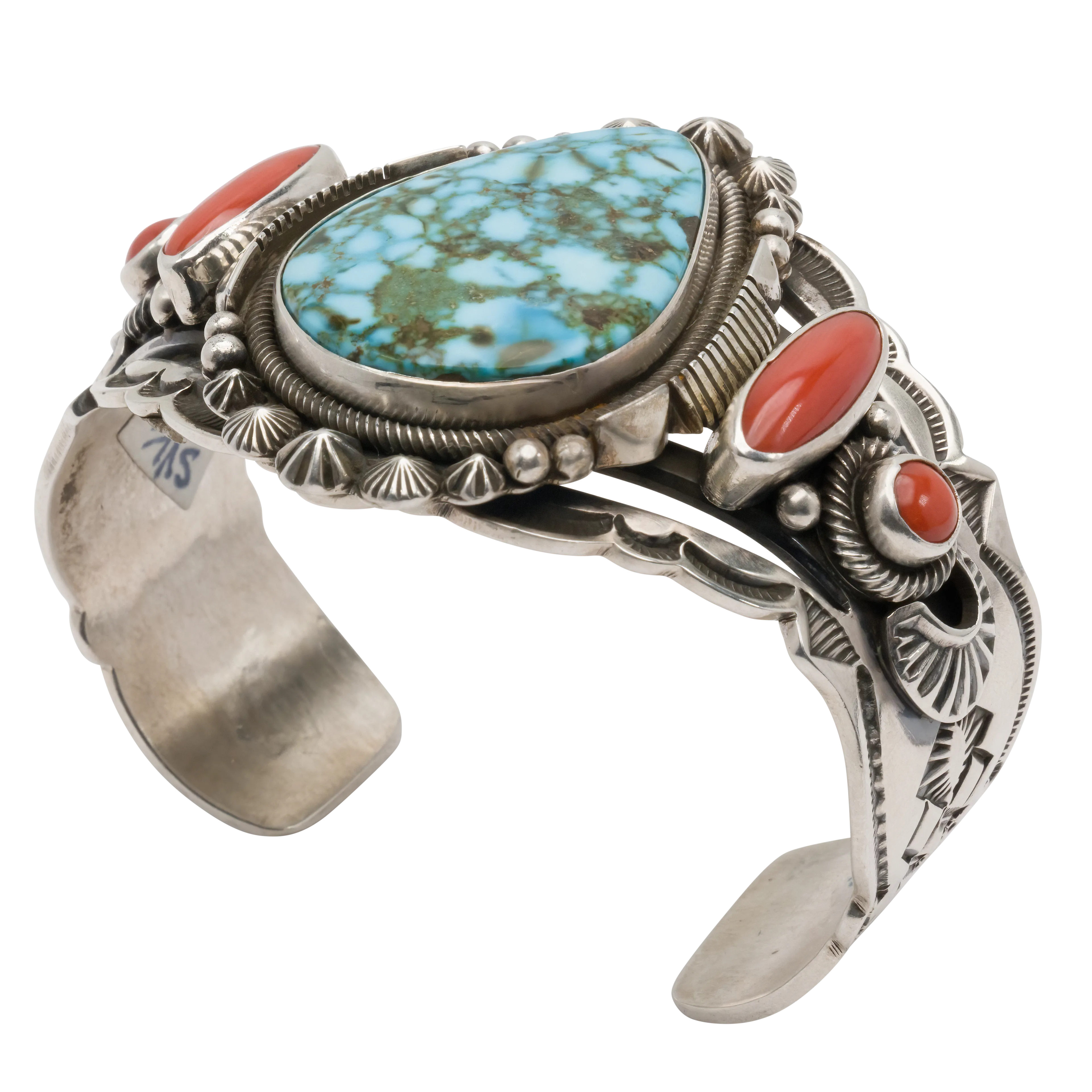 Coral & Kingman Turquoise Cuff | Aaron Toadlena