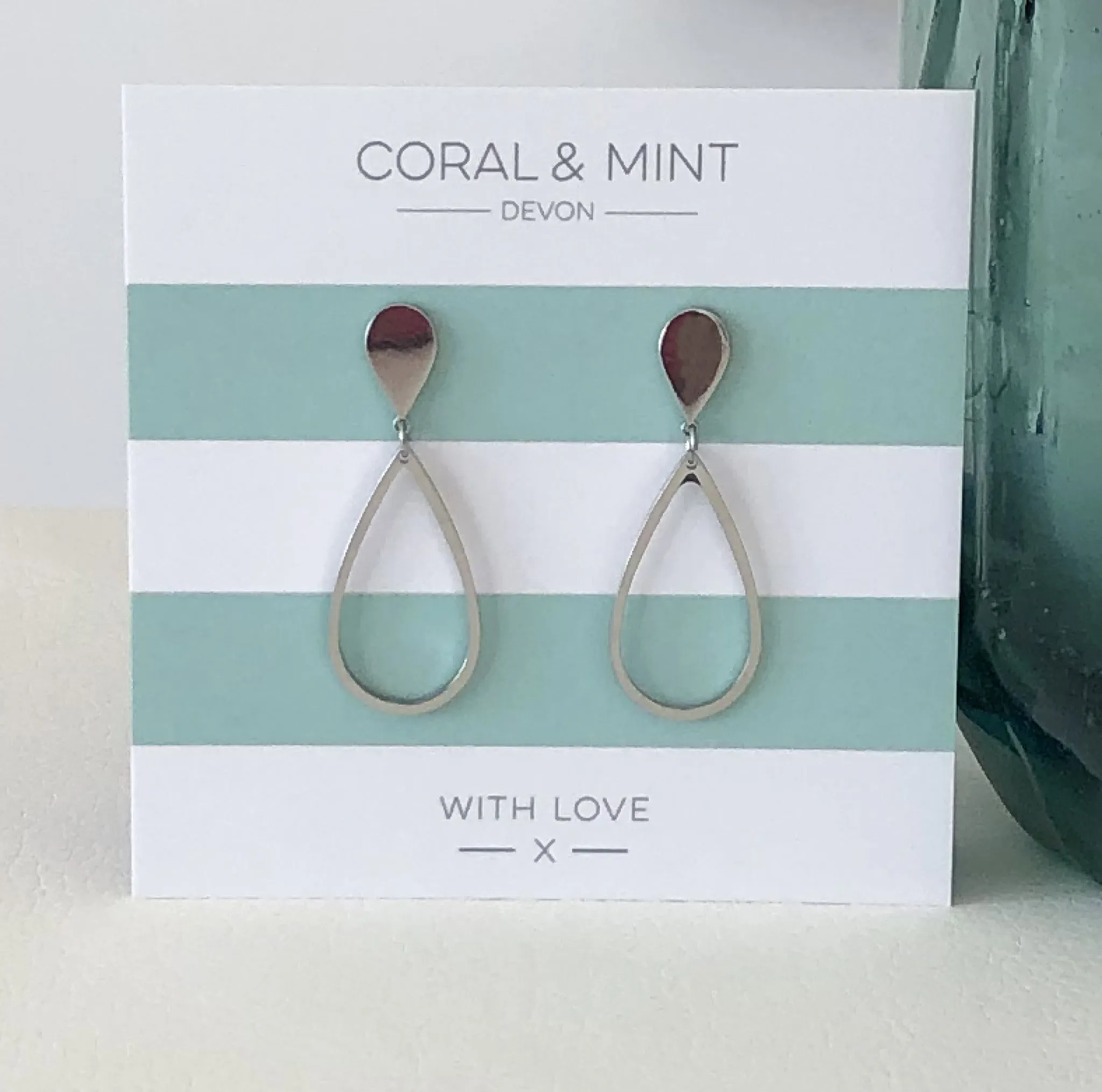 Coral And Mint Drop Earrings