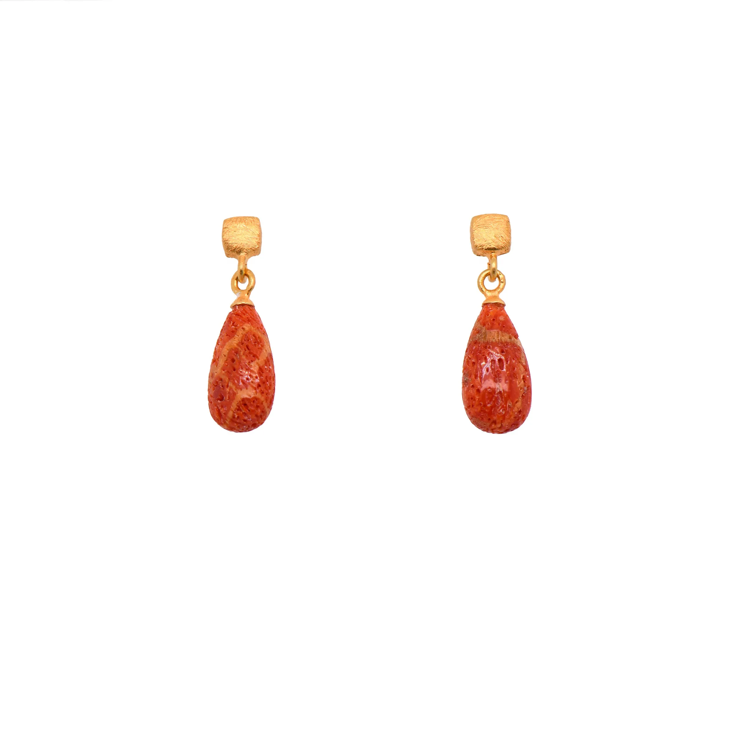 Coral Cube Earrings 24K Fair Trade Gold Vermeil