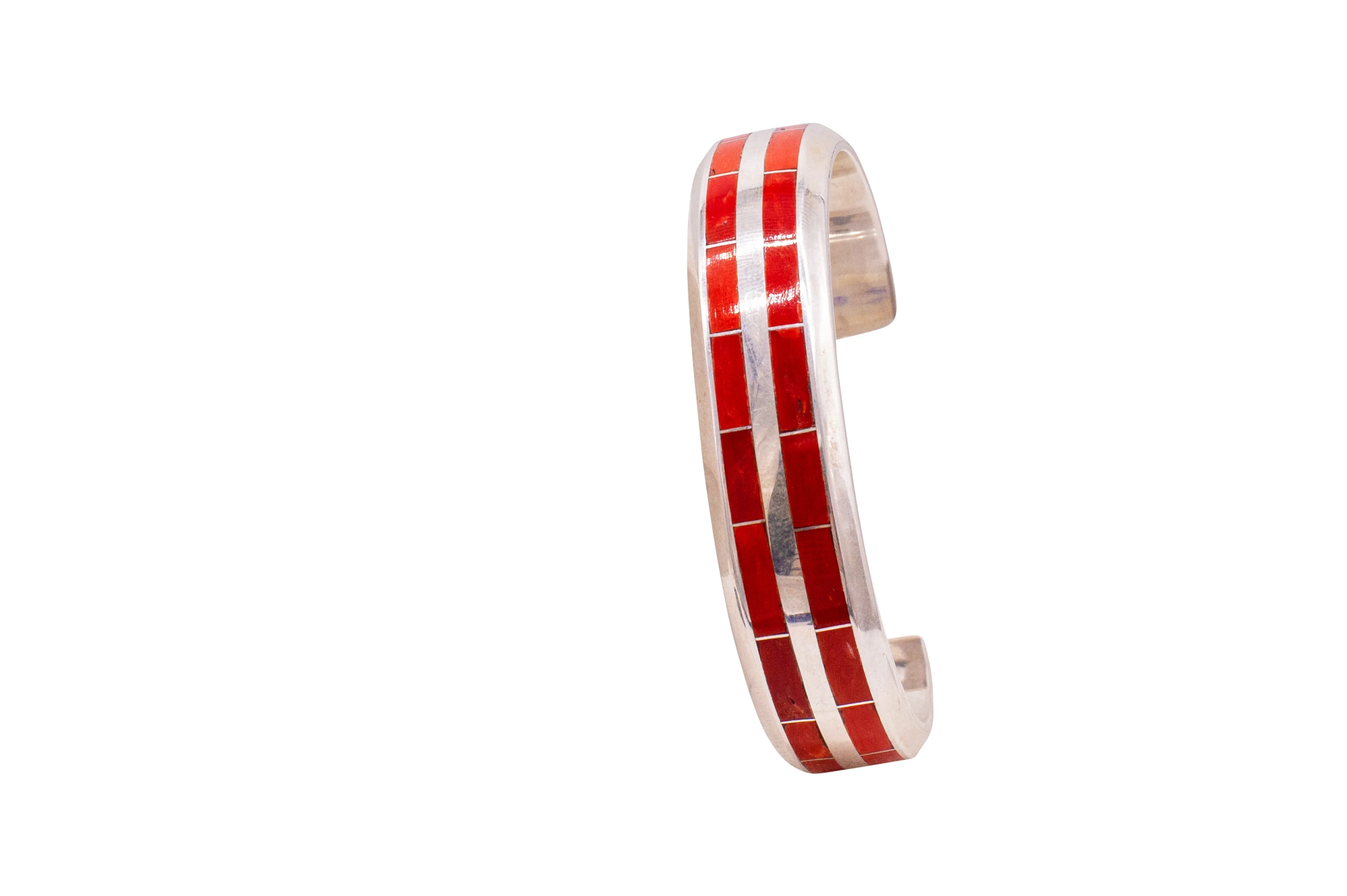 Coral Inlay Bracelet | Zuni Handmade