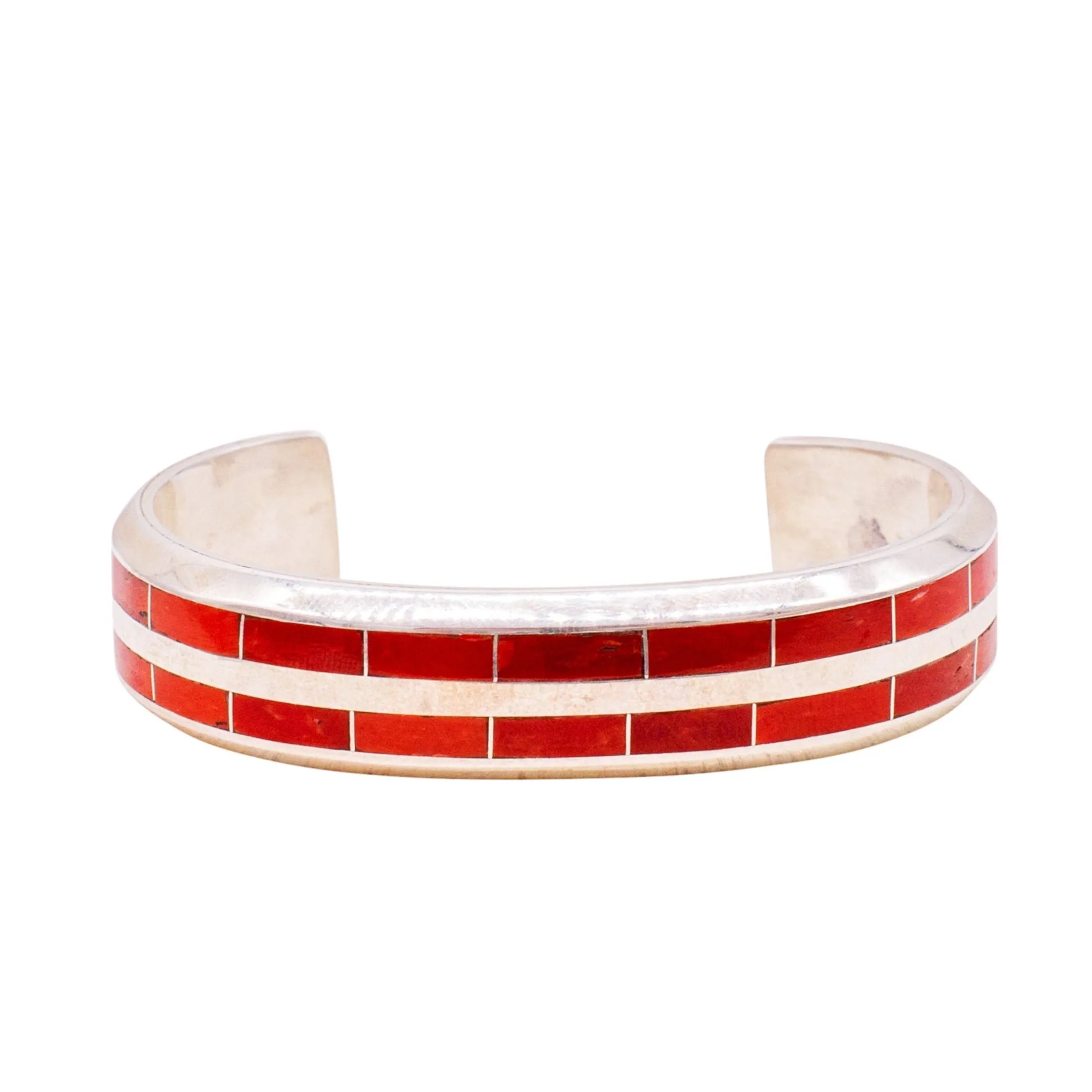 Coral Inlay Bracelet | Zuni Handmade