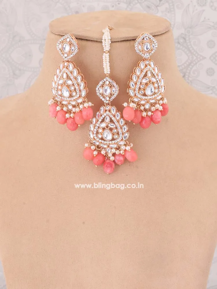 Coral Maanyata Kundan Jewellery Set