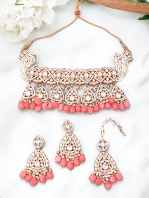 Coral Maanyata Kundan Jewellery Set