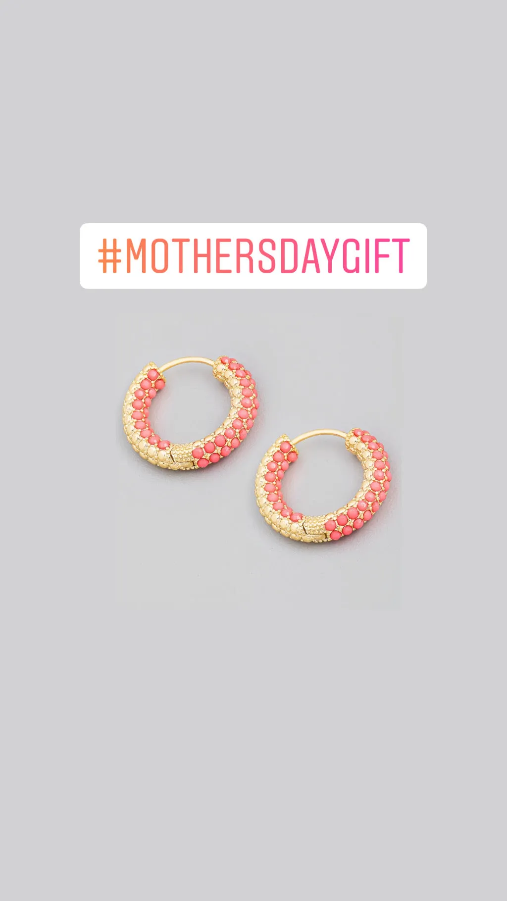 Coral Pave Chunky Huggie Hoops Earrings