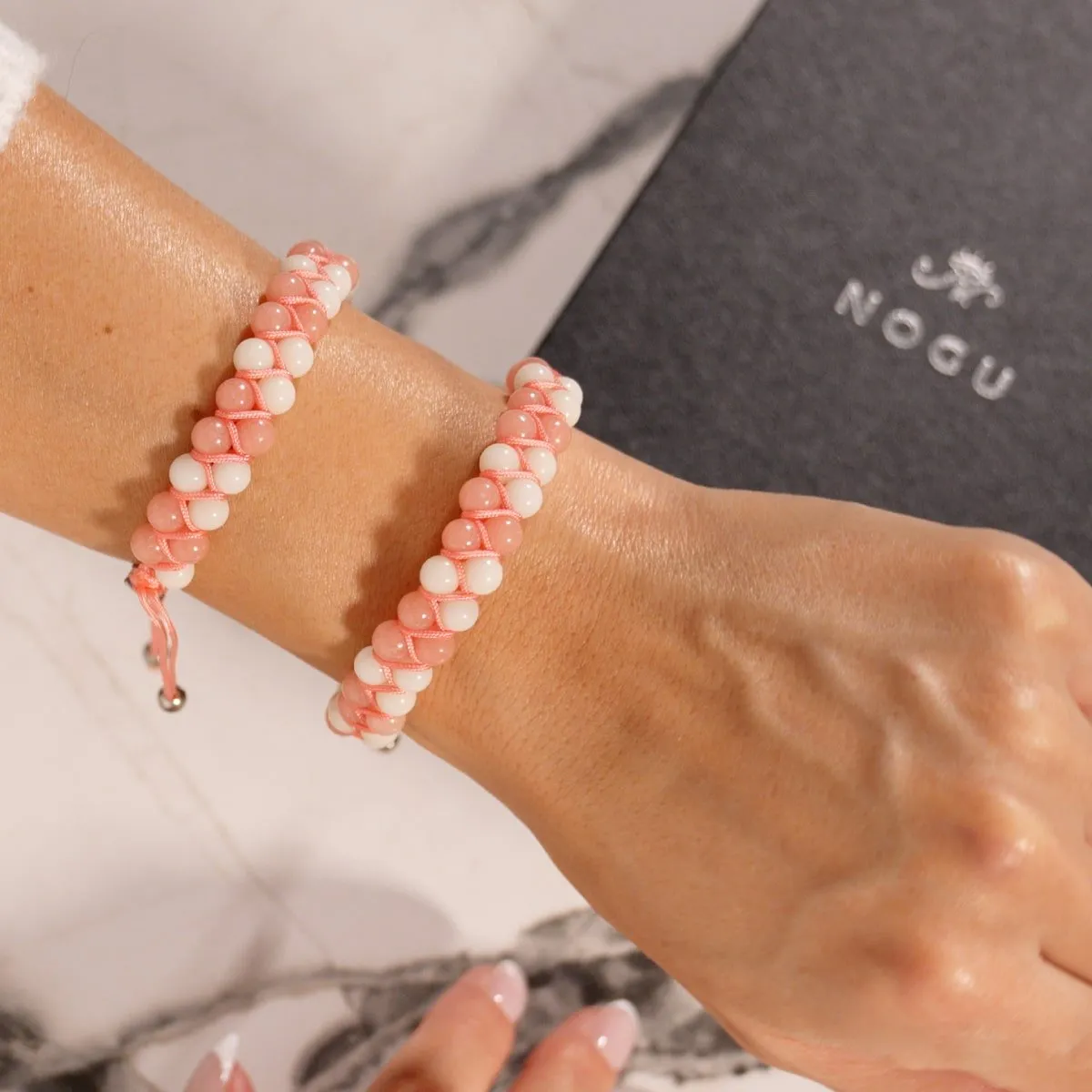 Coral x Porcelain | Lumos Ceramic | Vitality Macrame Bracelet