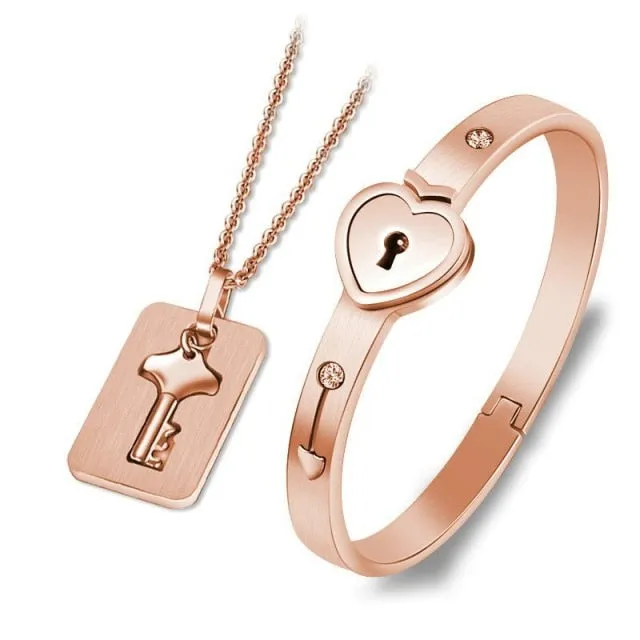 Couple Love Heart Lock Bracelet