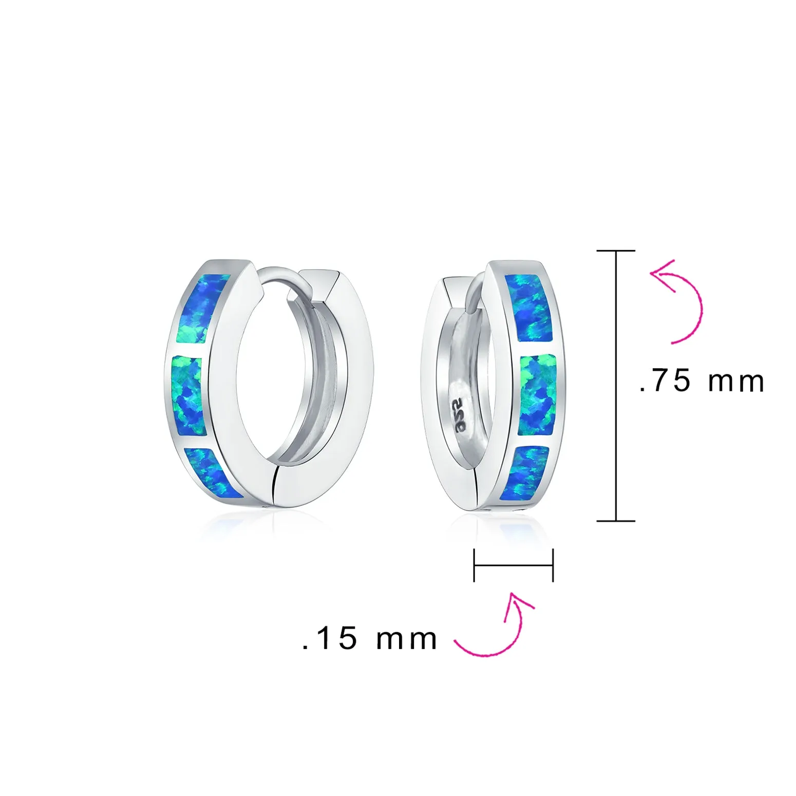 Created Opal Iridescent Hoop Earrings Sterling Silver