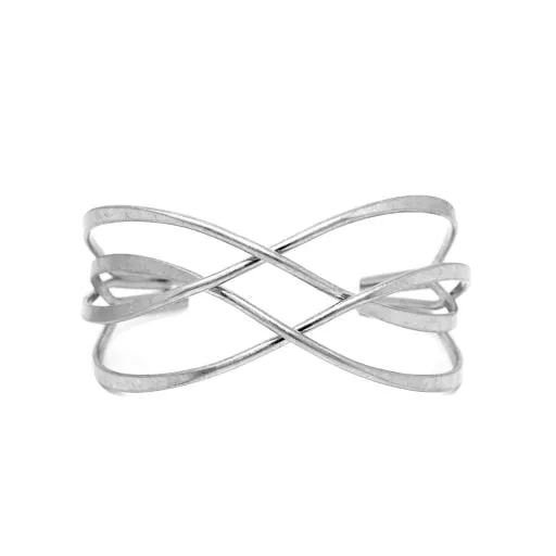 Criss Cross Cuff Bracelet - Silver