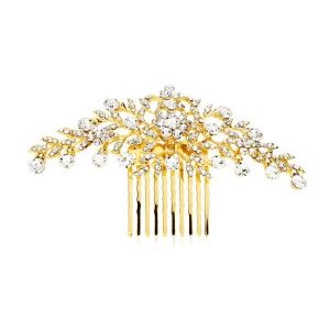 Crystal Comb with Shimmering Gold Leaves