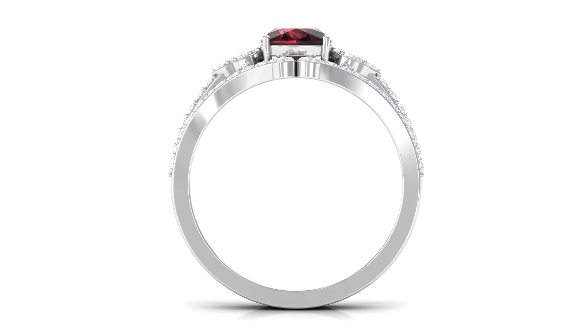 Cushion Cut Garnet and Diamond Ring Set